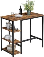 VASAGLE Masa de bar dreptunghiulara cu cadru metalic, 3 rafturi, design industrial, 109x60x100cm, maro vintage si negru Mob360 - imagine 9