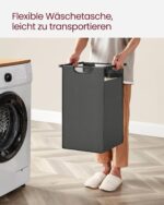 VASAGLE Cos de rufe, cu 2 saci detasabili, 2 rafturi, capacitate de 46L per sac, 73x33x92cm , negru si gri Mob360 - imagine 9