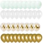 Set 50 baloane pentru petrecere, 40cm, alb, auriu, verde menta Mob360 - imagine 9