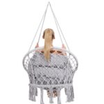 Scaun rotund tip leagan suspendat cu perna Confort Plus casa sau gradina, gri Mob360 - imagine 9