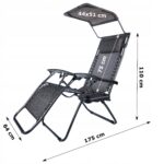 Sezlong pliabil cu parasolar si tetiera, reglabil in 2 pozitii, suport pahare, 174cm, gri Mob360 - imagine 7