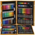 Set de pictura si desen pentru copii, 150 de piese, trusa lemn maro Mob360 - imagine 9