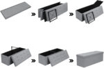 Taburet pliabil cu sezut moale, spatiu de depozitare 131litri, maxim 300kg, 110x38x38cm, gri Mob360 - imagine 9