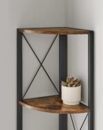 VASAGLE Biblioteca de colt cu 5 etaje, cadru metalic, stil industrial, 30x30x160 cm, maro rustic Mob360 - imagine 9