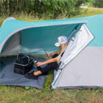 Cort plaja sau camping, impemeabil, cu terasa, 4 locuri, 175x310x130cm, gri albastru Mob360 - imagine 8