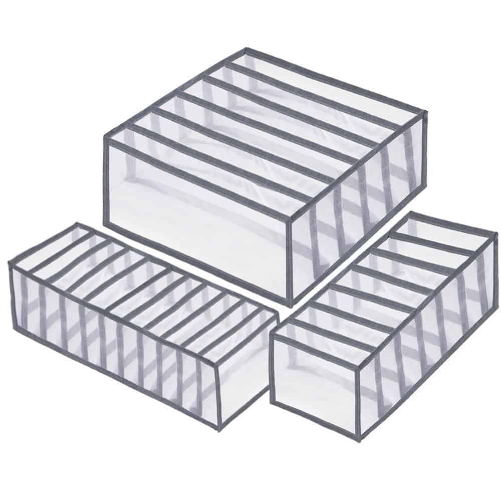 9-61 Set 3 organizatoare sertar pliabile pentru sosete/lenjerie, gri Mob360 - imagine 1