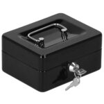 Caseta pentru bani tip cutie de valori, compartimentanta, cu cheie, metal, 15x12x8cm, negru Mob360 - imagine 9