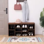 VASAGLE Banca pentru hol cu suport pentru pantofi, 10 compartimente, cu perna, 104x48x30cm, maro rustic Mob360 - imagine 8