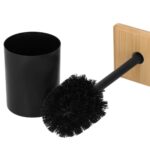 Perie WC cu rezervor detasabil si capac, din metal si bambus, 40 cm, negru Mob360 - imagine 9