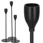 Set 3 suporturi de lumanare din metal, 23, 28 si 33cm, negru Mob360 - imagine 9