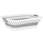 Cos de rufe pliabil tip lighean, cu manere, din plastic si silicon, 53x38x24cm, 24litri, gri Mob360 - imagine 9
