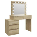 Masa de toaleta si machiaj Adele cu 5 sertare si oglinda 12 LED, 113x47x142 cm, sonoma Mob360 - imagine 9