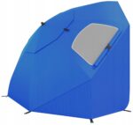 Umbrela plaja 3in1 215x205 cm, cu paravan lateral, fereastra si husa transport, material UV, albastru Mob360 - imagine 9
