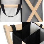 Cos de rufe cu 3 compartimente, cadru din lemn, 67x43x55 cm, 105 litri Mob360 - imagine 9