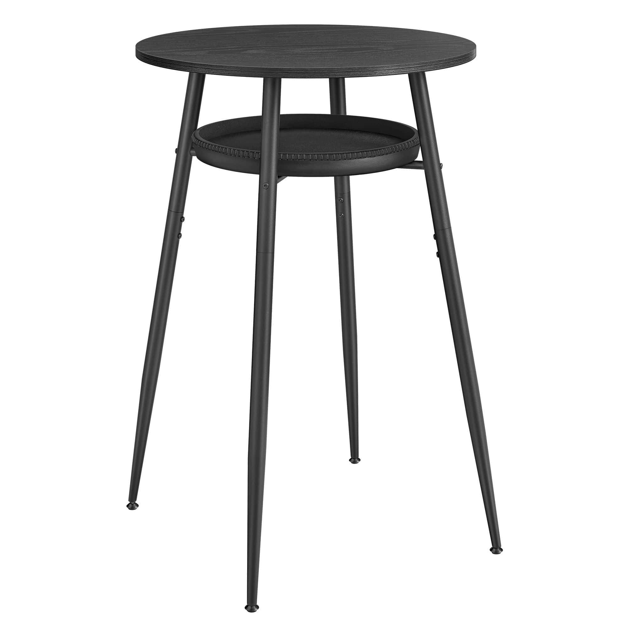 9-masa-neagar VASAGLE Masa de bar neagra, 70x70x91 cm – design elegant cu piele artificiala, blat 60 cm, stabila si usor de asamblat Mob360 - imagine 1