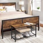 VASAGLE Raft pentru pantofi, cu 2 nivele, metal, 80x30x44cm, stil industrial, maro rustic si negru Mob360 - imagine 6