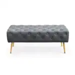 Taburet Monaco, tapitat cu catifea, tip banca, cu picioare metalice, 100x42x41 cm, gri Mob360 - imagine 7