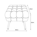 Taburet tapitat Quadra, velur, cu picioare metalice, 40x40x42 cm, gri Mob360 - imagine 2