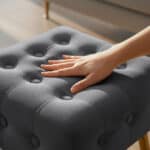 Taburet tapitat Quadra, velur, cu picioare metalice, 40x40x42 cm, gri Mob360 - imagine 3