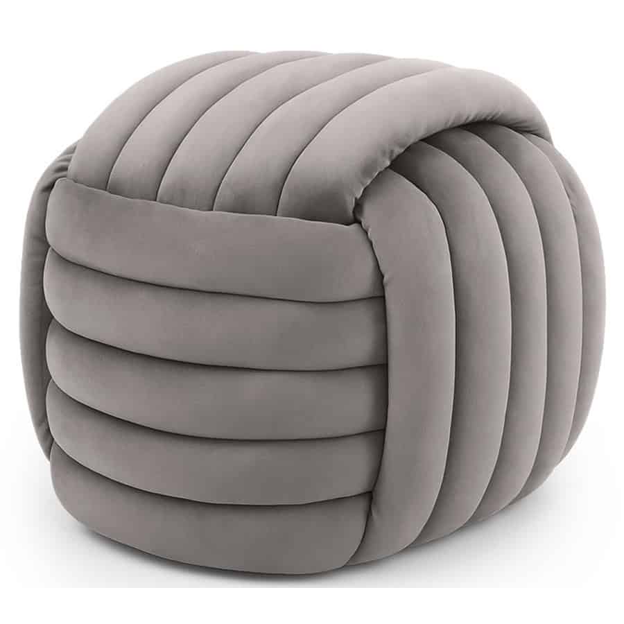 AK-04380407-2 Taburet tapitat Nilo, velur, 53x50x43 cm, gri deschis Mob360 - imagine 1