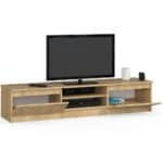 Comoda TV cu 2 usi si rafturi centrale, PAL laminat, 160x40x33 cm, stejar artisan Mob360 - imagine 4