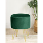 Taburet tapitat rotund Lili cu spatiu de depozitare, velur, 35x35x45 cm, verde Mob360 - imagine 4