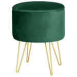 Taburet tapitat rotund Lili cu spatiu de depozitare, velur, 35x35x45 cm, verde Mob360