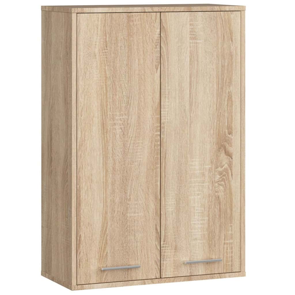 AK-12214176-7 Dulap baie suspendat, cu 2 usi si 4 rafturi interioare, PAL 16 mm, 64x30x94 cm, stejar sonoma Mob360 - imagine 1