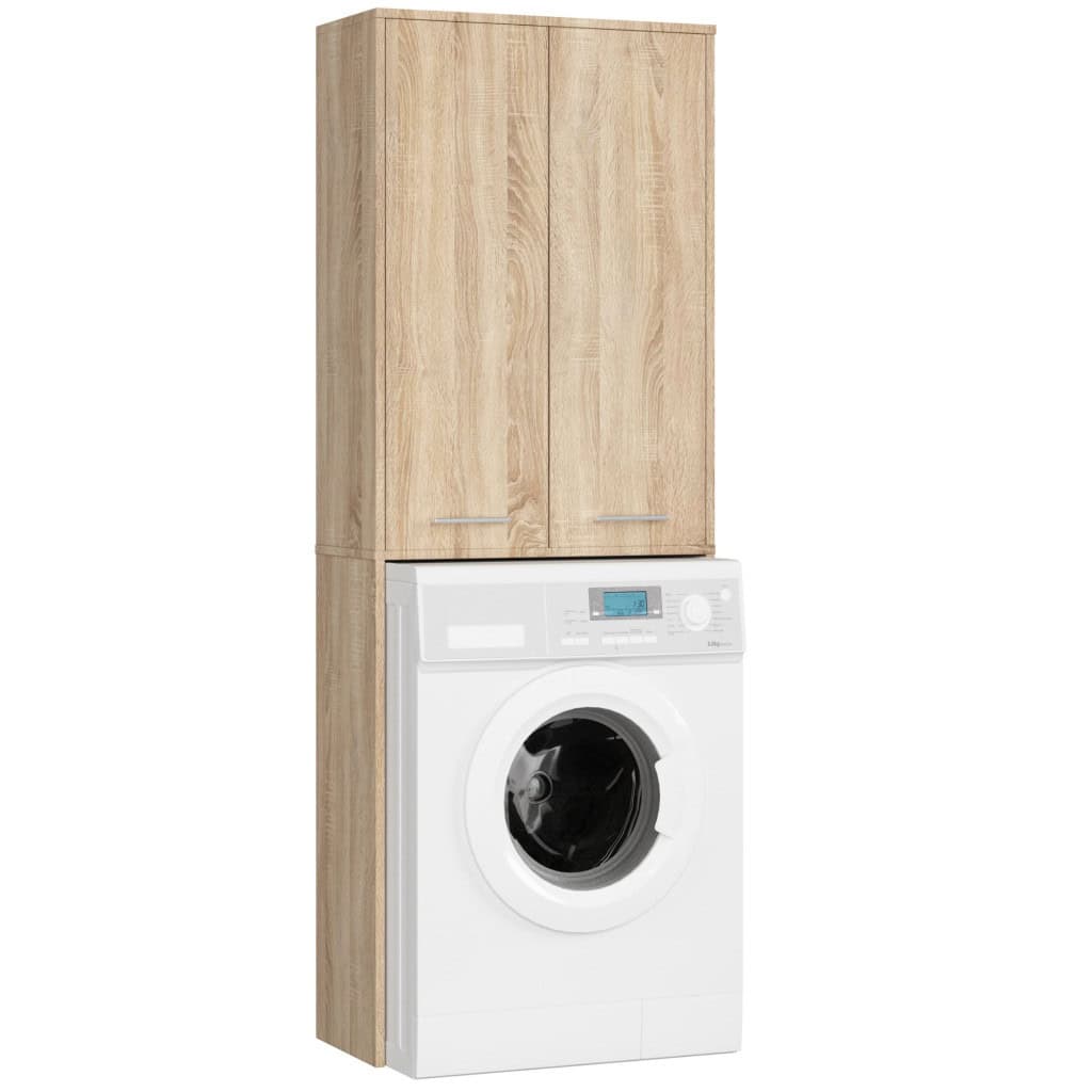 AK-12216668-22-6 Dulap de baie cu 2 usi si 4 rafturi, pentru spatiul de deasupra masinii de spalat, 64x30x180 cm, stejar sonoma Mob360 - imagine 1