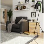 Noptiera cu 3 sertare, PAL laminat 16 mm, 60x35x57 cm, alb si stejar sonoma Mob360 - imagine 5