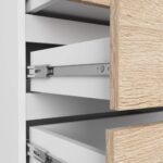 Noptiera cu 3 sertare, PAL laminat 16 mm, 60x35x57 cm, alb si stejar sonoma Mob360 - imagine 6