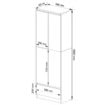 Dulap inchis cu 2 usi si sertar, 4 rafturi, PAL laminat 16 mm, 60x35x180 cm, stejar sonoma si alb Mob360 - imagine 3