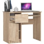 Birou computer PIKSEL, cu sertar, dulap si raft pentru tastatura, stanga, 90x50x77 cm, stejar sonoma Mob360 - imagine 3