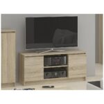 Comoda TV cu 2 usi si o polita, PAL laminat 16 mm, 120x40x55 cm, stejar sonoma Mob360 - imagine 5