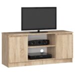 Comoda TV cu 2 usi si o polita, PAL laminat 16 mm, 120x40x55 cm, stejar sonoma Mob360
