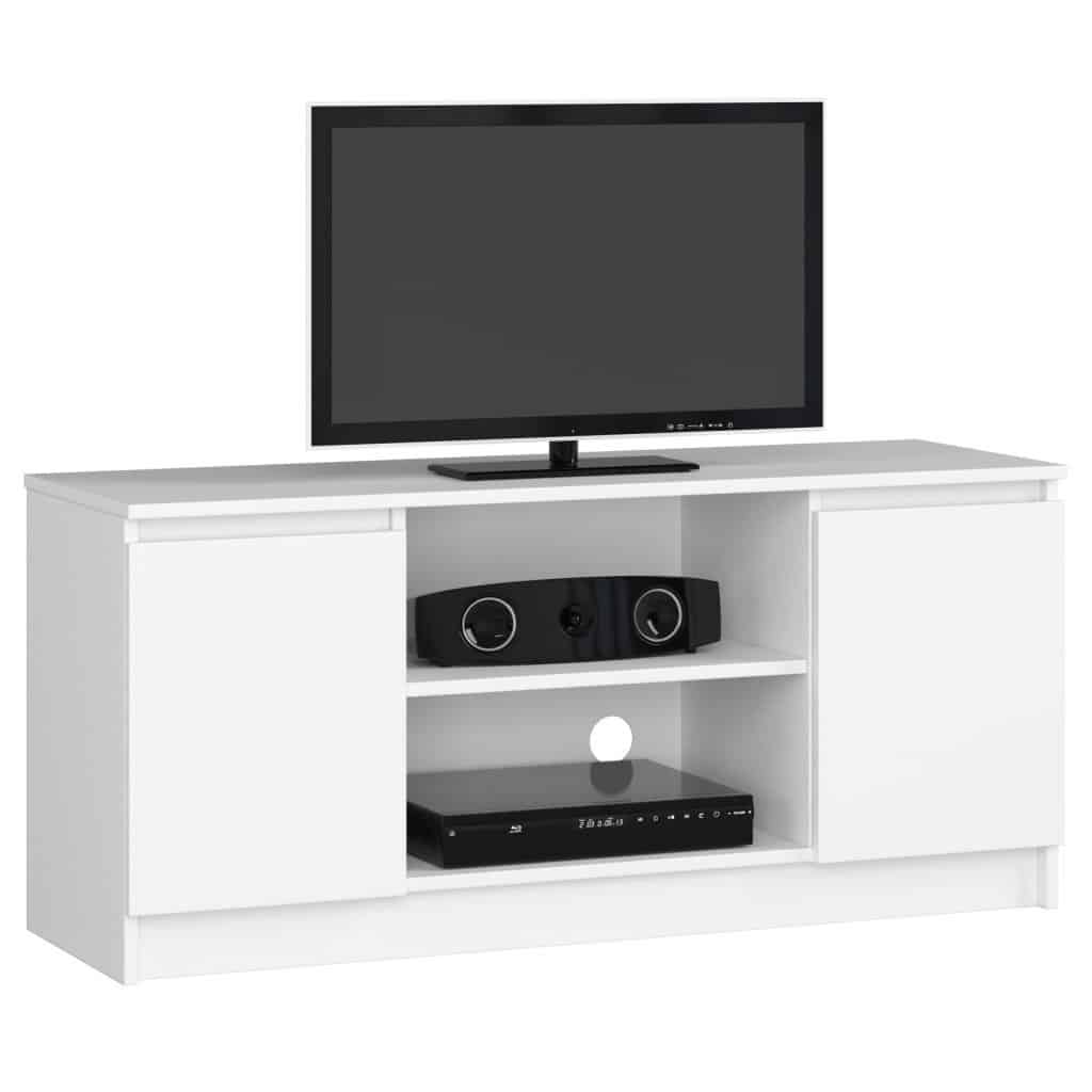 AK-38164192-8 Comoda TV cu 2 usi si o polita, PAL laminat 16 mm, 120x40x55 cm, alb Mob360 - imagine 1