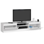 Comoda TV cu 2 usi si rafturi centrale, PAL laminat, 160x40x33 cm, alb mat Mob360 - imagine 2