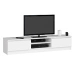 Comoda TV cu 2 usi si rafturi centrale, PAL laminat, 160x40x33 cm, alb mat Mob360