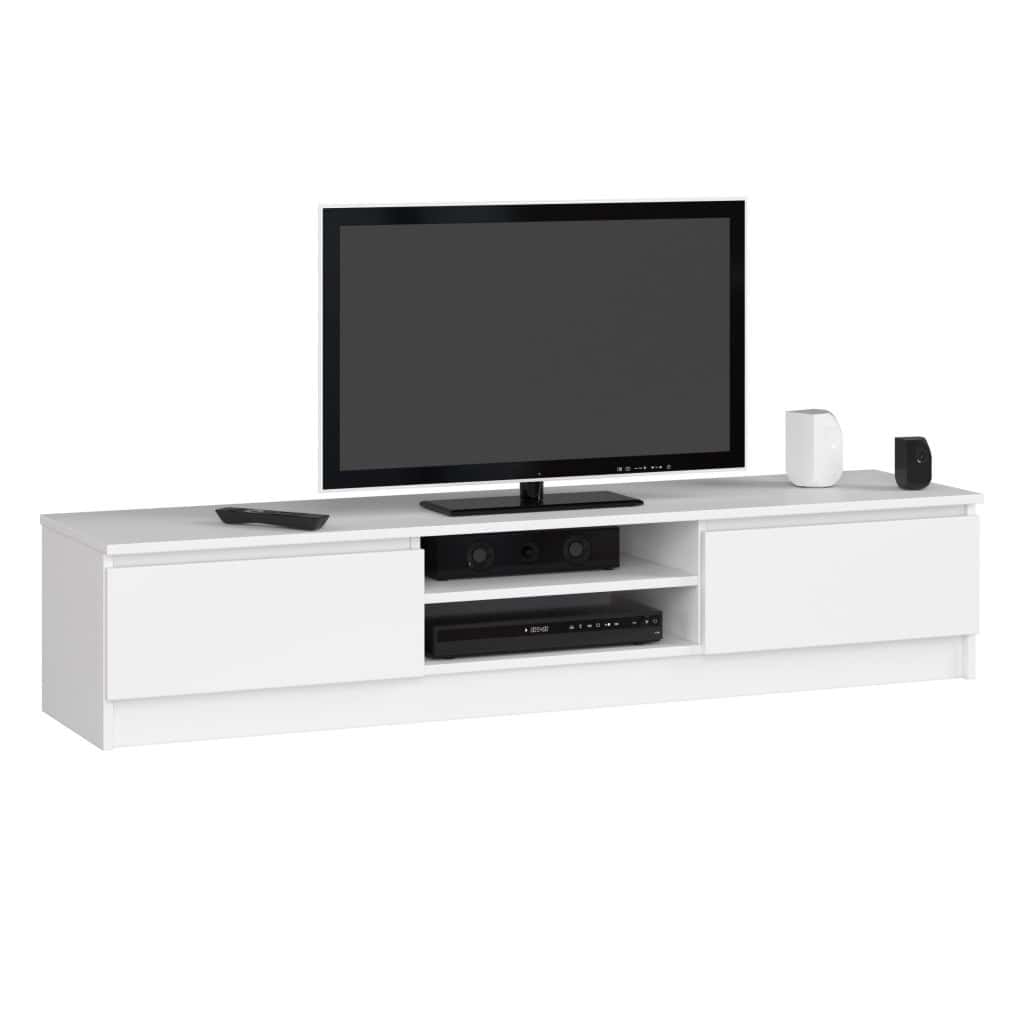 AK-38167186-5 Comoda TV cu 2 usi si rafturi centrale, PAL laminat, 160x40x33 cm, alb mat Mob360 - imagine 1