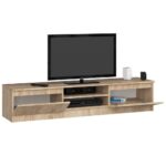 Comoda TV cu 2 usi si rafturi centrale, PAL laminat, 160x40x33 cm, stejar sonoma Mob360 - imagine 2