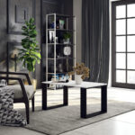 Masuta cafea NOX cu raft inferior, PAL laminat, 92x53x45 cm, alb si negru Mob360 - imagine 4