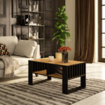 Masuta cafea ROCKFORD, cu blat din PAL, 92x53x45 cm, stejar craft si negru Mob360 - imagine 4