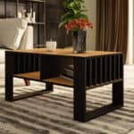 Masuta cafea ROCKFORD, cu blat din PAL, 92x53x45 cm, stejar craft si negru Mob360 - imagine 5