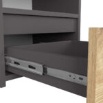 Noptiera cu 1 sertar, PAL laminat 16mm, 40x35x40 cm, gri si stejar artisan Mob360 - imagine 3