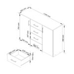 Comoda cu 4 sertare si 2 usi, PAL laminat, 110x35x80 cm, alb mat Mob360 - imagine 3