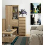 Comoda cu 6 sertare, PAL laminat 16 mm, 40x35x109 cm, stejar sonoma Mob360 - imagine 4