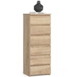 Comoda cu 6 sertare, PAL laminat 16 mm, 40x35x109 cm, stejar sonoma Mob360