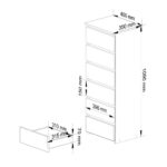 Comoda cu 6 sertare, PAL laminat 16 mm, 40x35x109 cm, stejar sonoma si alb Mob360 - imagine 6