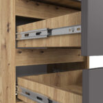 Noptiera cu 3 sertare, PAL laminat 16 mm, 40x35x57 cm, stejar artisan si gri Mob360 - imagine 5