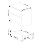 Noptiera cu 2 sertare din PAL laminat 16 mm, 60x40x55 cm, stejar artisan Mob360 - imagine 2